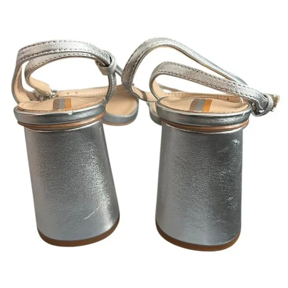 Sam Edelman Silver Kia Strappy Block Heel Sandal US 5.5M EUR 35.5 Y2K Vibe - Picture 4 of 6